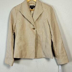 Pendleton Women's Checkered 100% Virgin Wool Blazer Lined Career Size 6 NWT $279